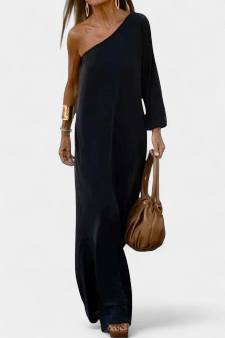 Maddie | Vestido Midi Elegante de Un Hombro