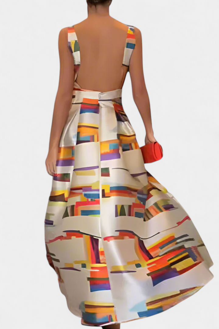 Zara | Vestido con Espalda Descubierta y Estampado Artístico