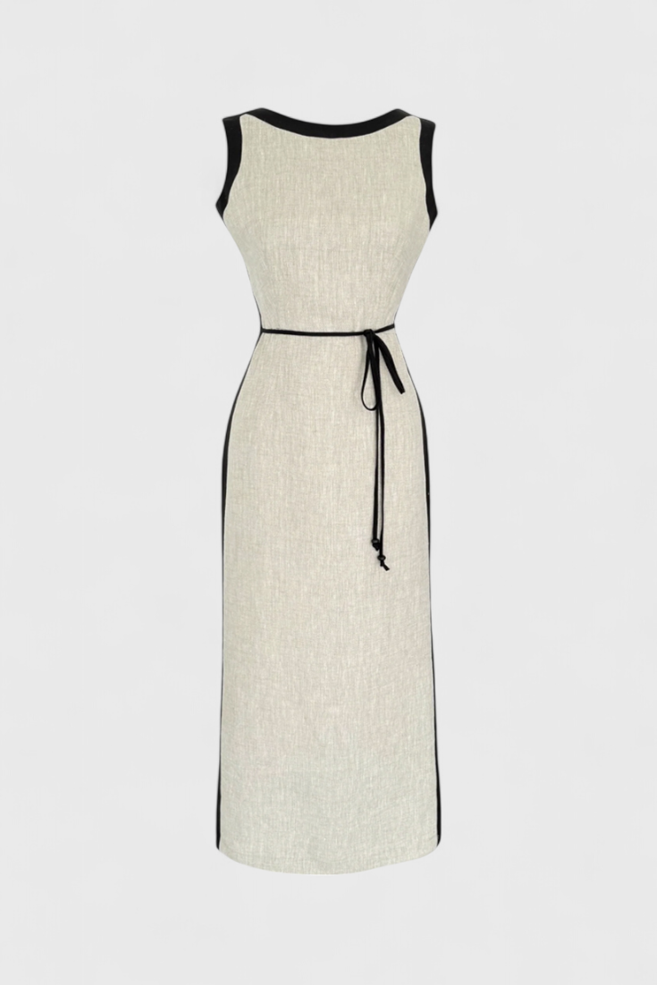 Samanta | Vestido Sin Mangas con Contraste de Color