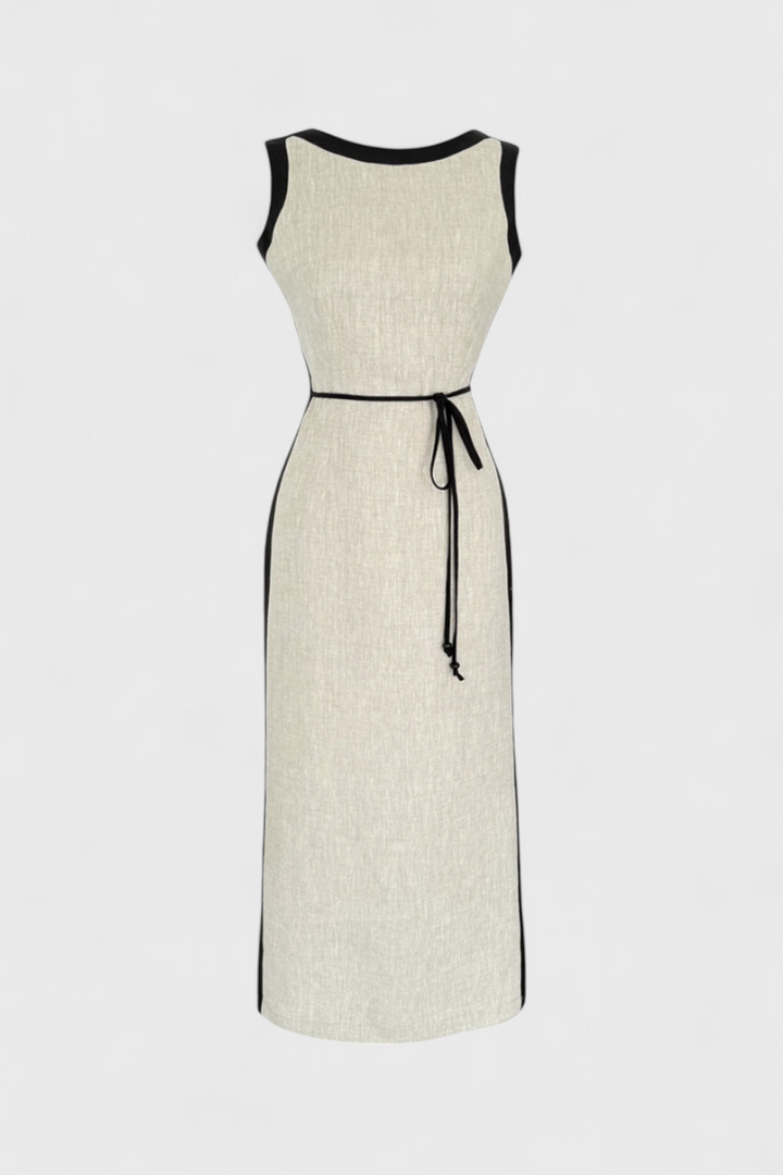 Samanta | Vestido Sin Mangas con Contraste de Color