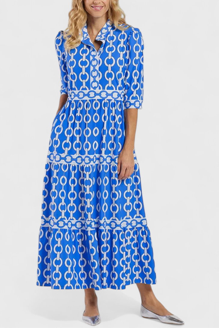 Casilda | Vestido Midi con Estampado de Cadenas