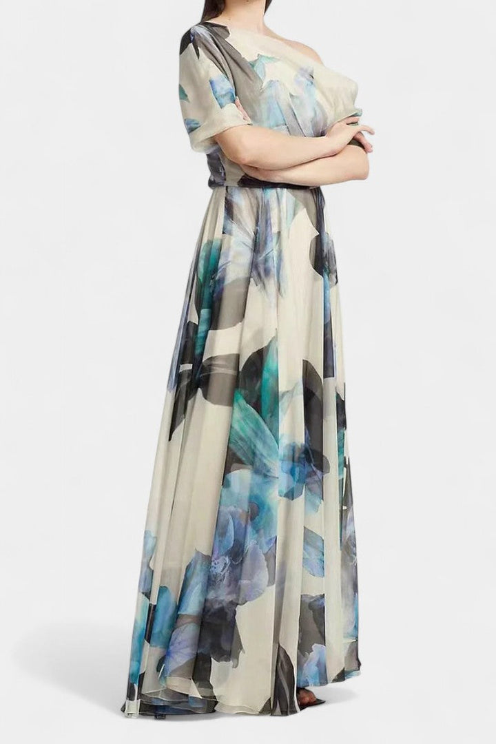 Sanaa | Vestido Floral Abstracto de Un Hombro