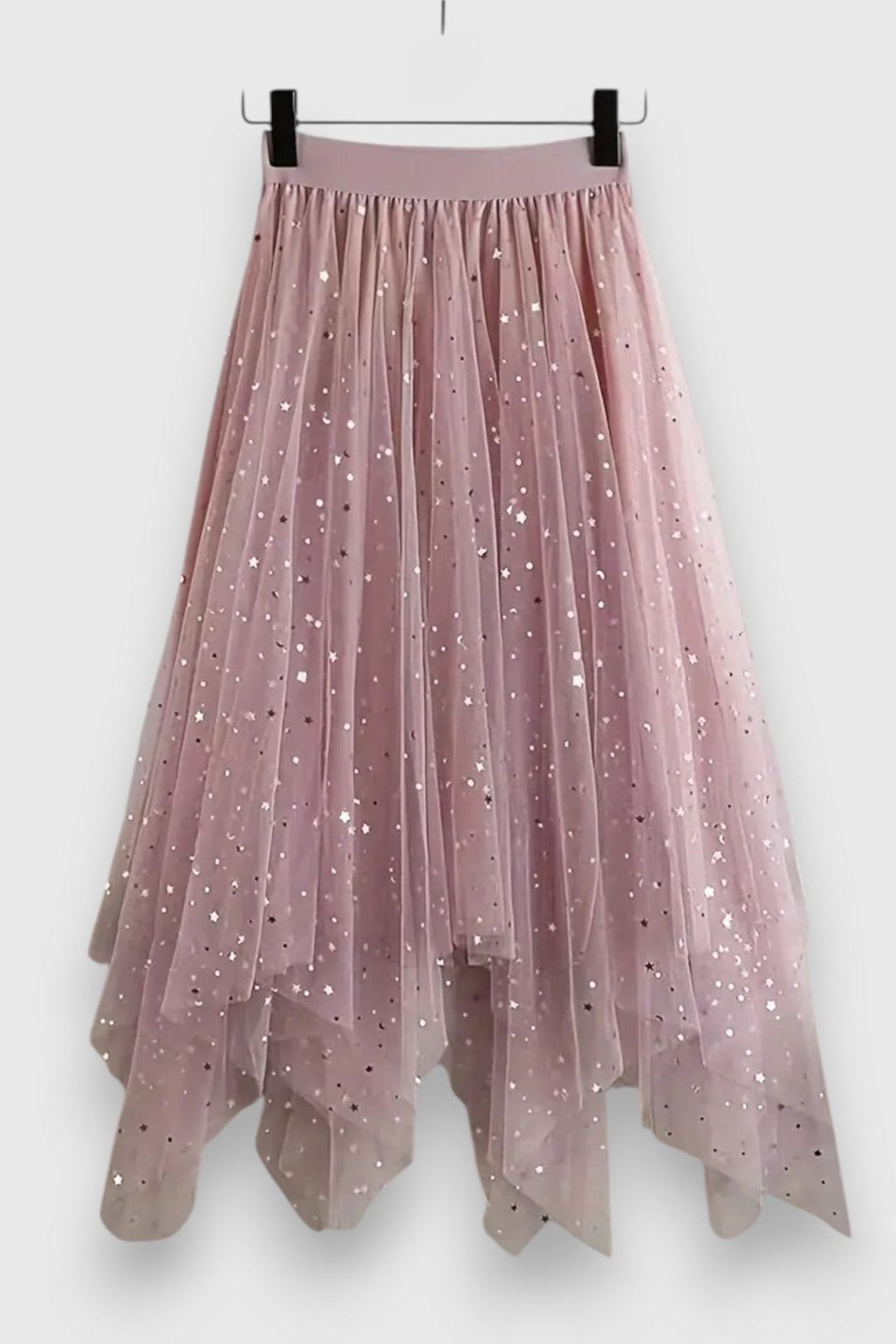 Colette | Falda de Lentejuelas con Dobladillo Fruncido y Cintura Alta