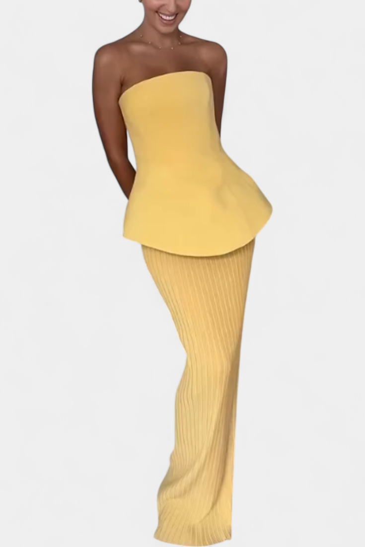 Clarita | Conjunto de Dos Piezas Plisado Sin Tirantes