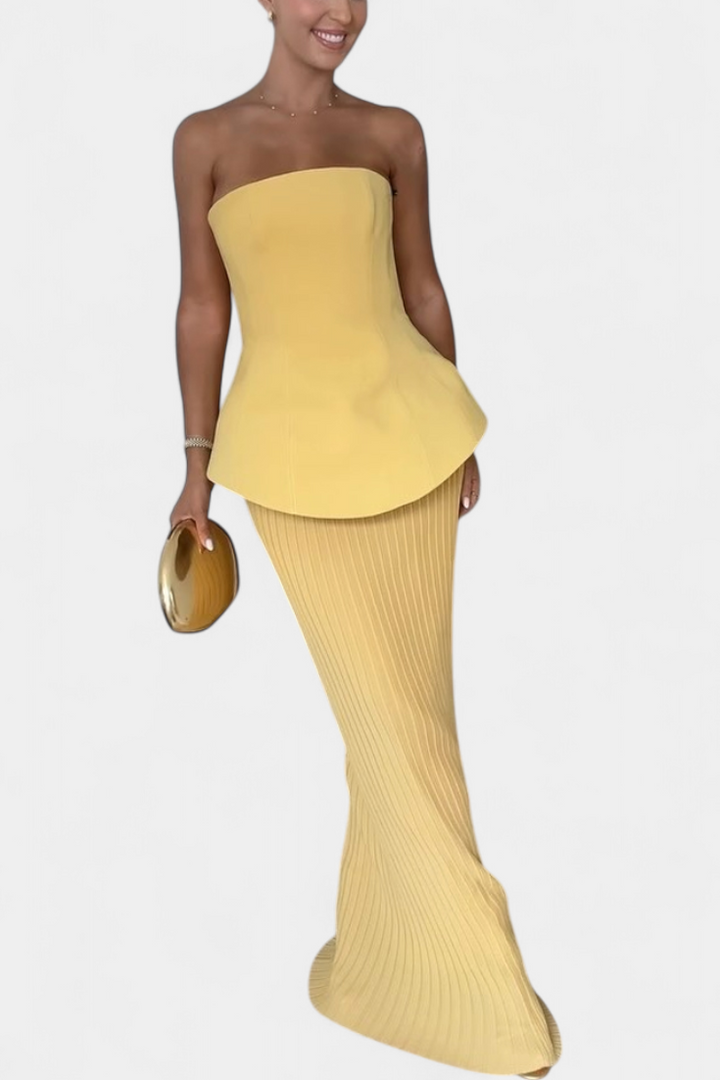 Clarita | Conjunto de Dos Piezas Plisado Sin Tirantes