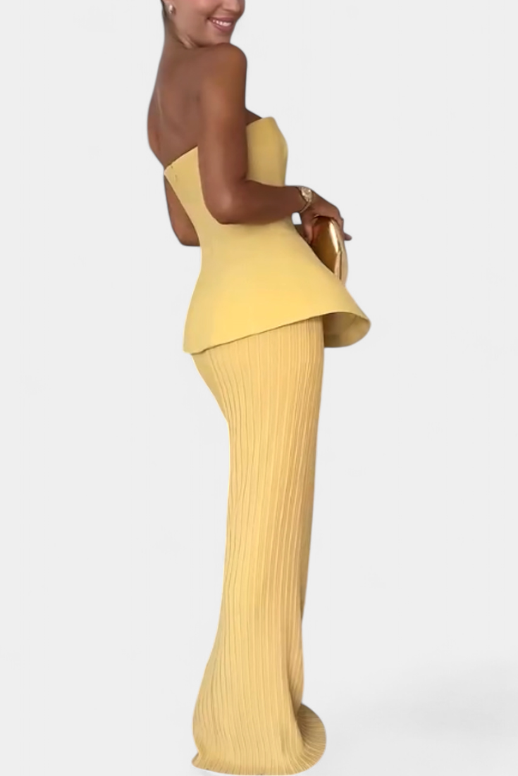 Clarita | Conjunto de Dos Piezas Plisado Sin Tirantes