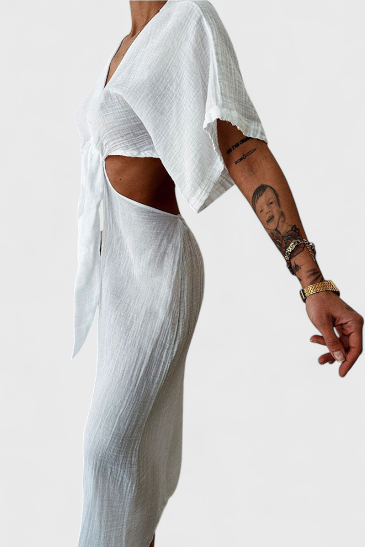 Myra | Vestido Fluido con Lazo Frontal y Cut-Outs