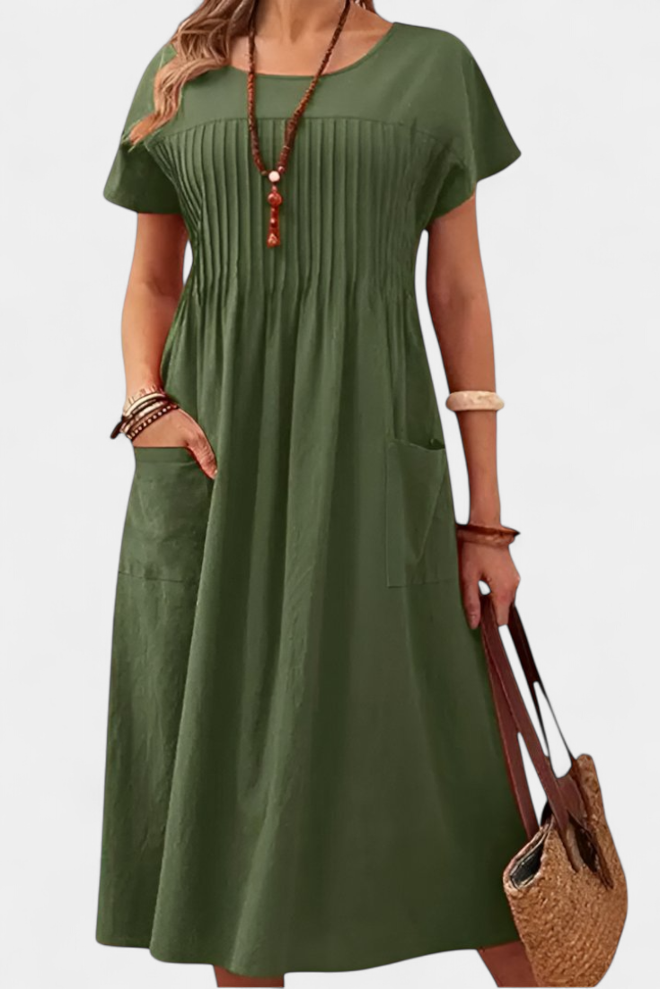 Lottie | Vestido de Longitud Media con Bolsillos