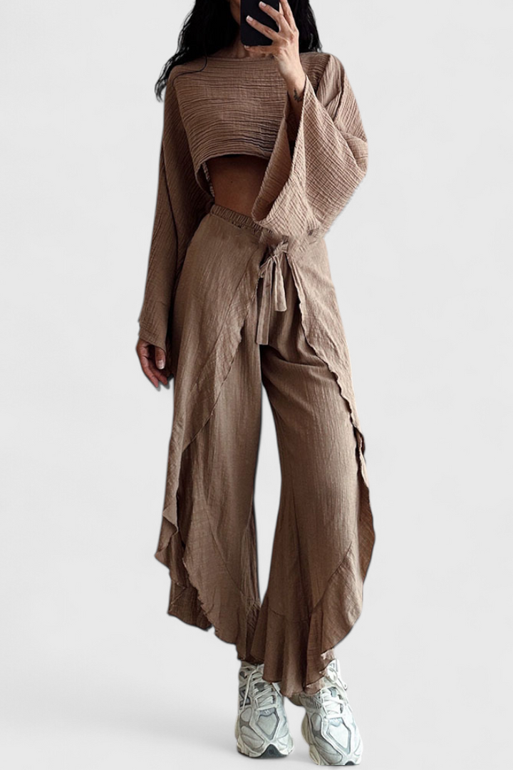 Elsie | Conjunto Fluido con Kimono y Pantalón Cruzado