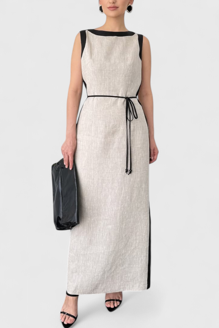 Samanta | Vestido Sin Mangas con Contraste de Color