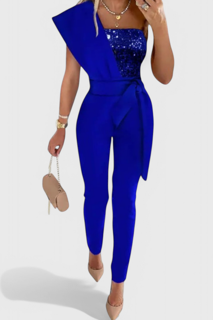 Layla | Mono de Lentejuelas de Un Solo Hombro