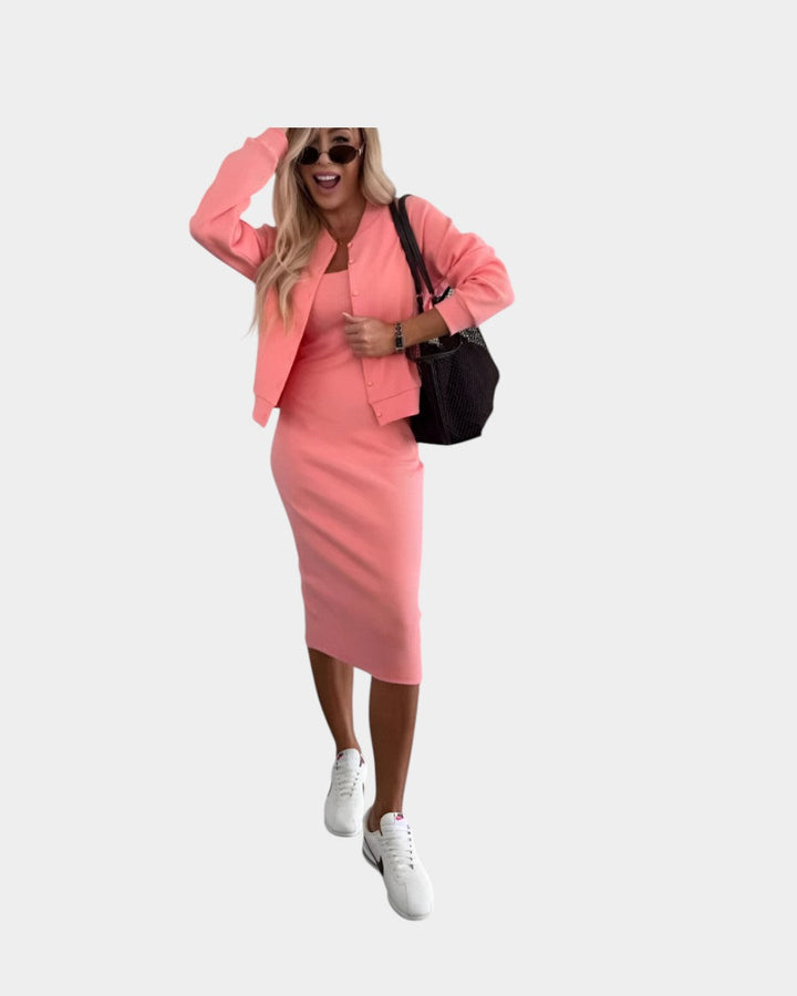 Manon | Conjunto de vestido midi y cárdigan