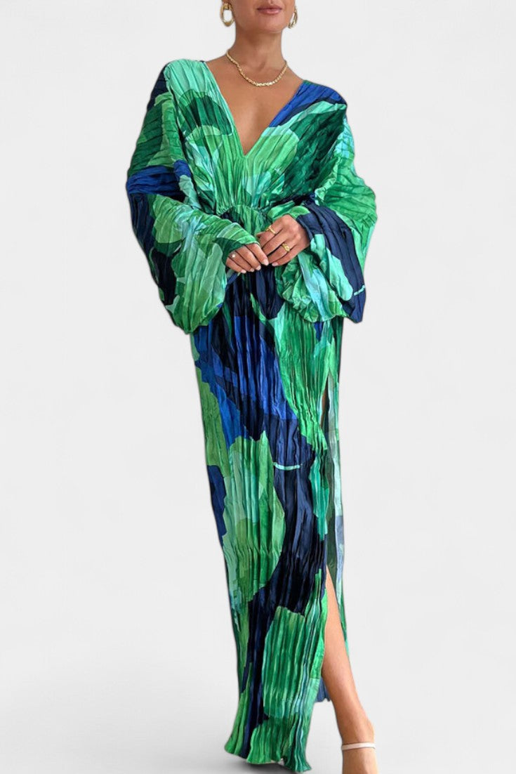 Rebecca | Vestido Maxi Cortado con Pliegues