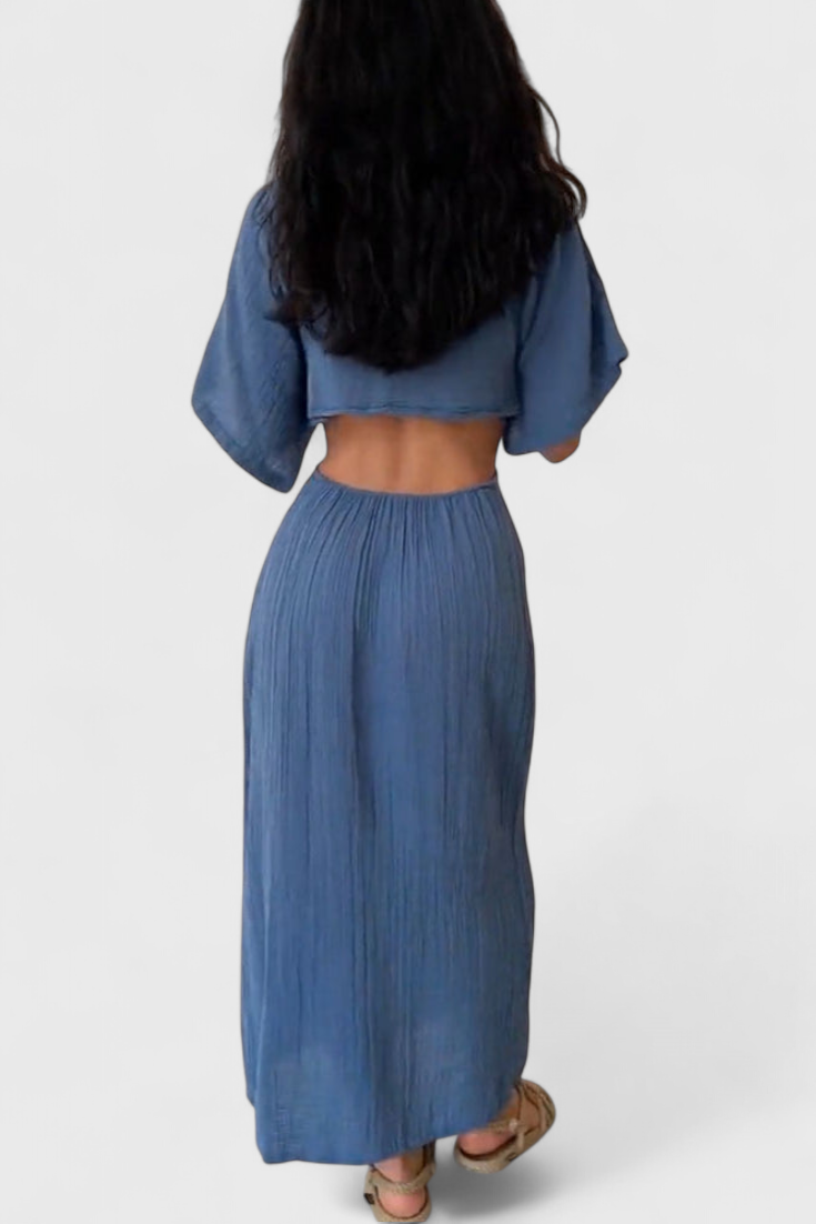 Myra | Vestido Fluido con Lazo Frontal y Cut-Outs