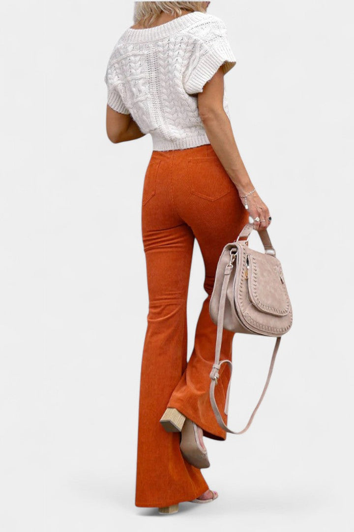 Kiara | Pantalones de Terciopelo de Pierna Ancha de Cintura Alta