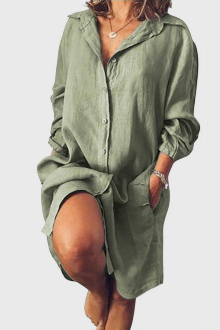 Marlene | Vestido Camisa Lino Longline