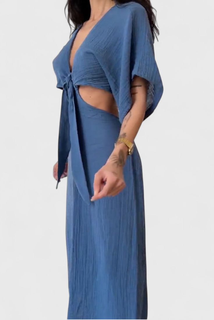 Myra | Vestido Fluido con Lazo Frontal y Cut-Outs