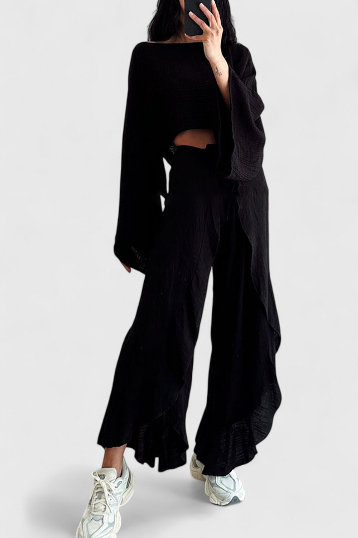 Elsie | Conjunto Fluido con Kimono y Pantalón Cruzado