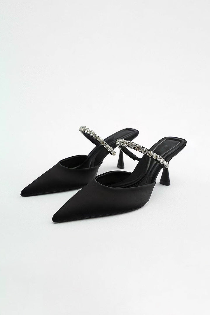 Liz | Sandalias de tacón alto con punta afilada adornadas con strass