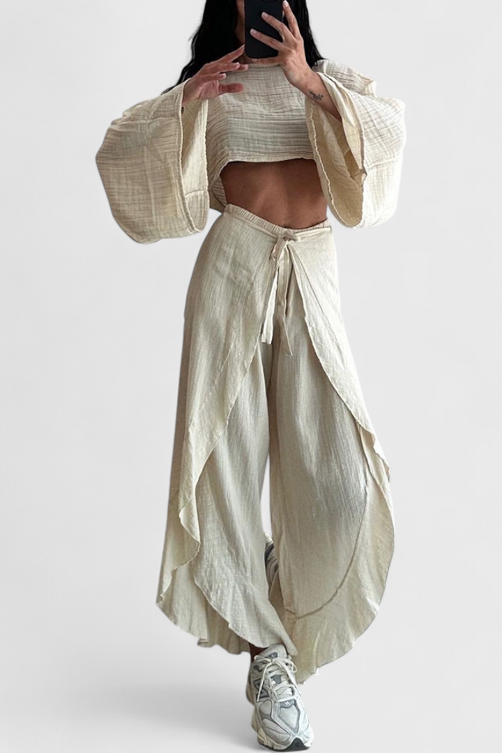 Elsie | Conjunto Fluido con Kimono y Pantalón Cruzado