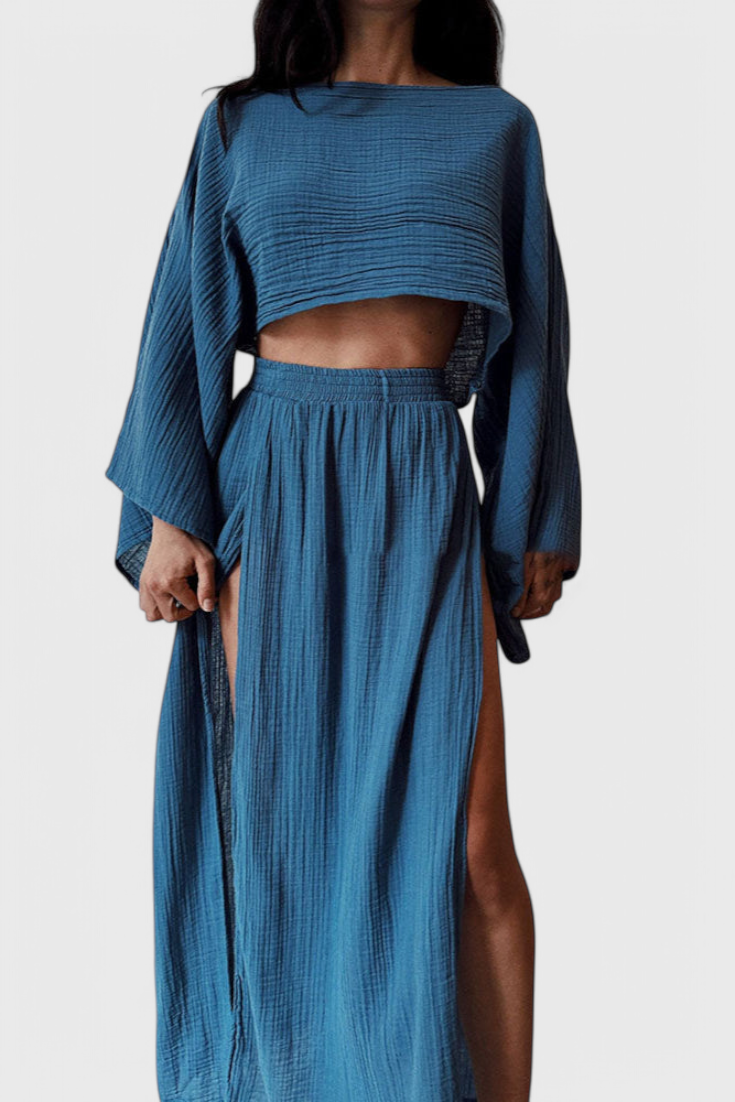 Martha | Conjunto de Dos Piezas con Falda de Abertura Alta