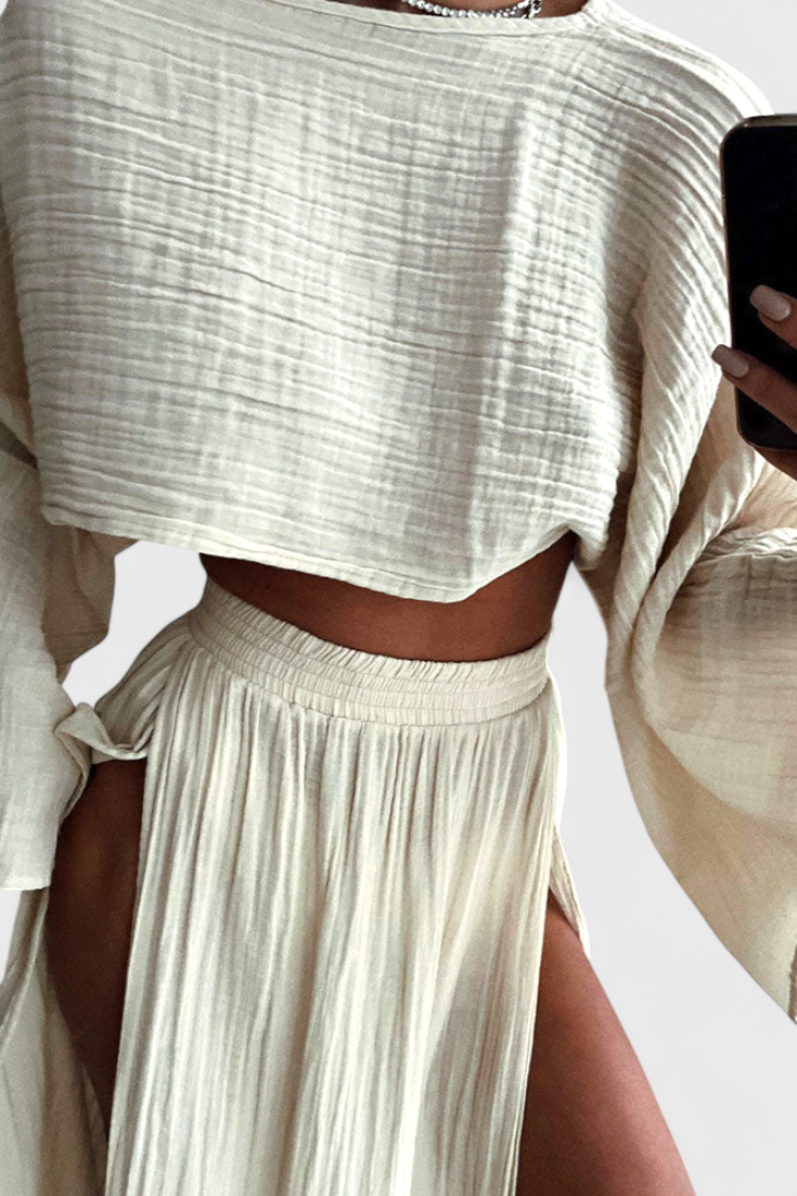 Martha | Conjunto de Dos Piezas con Falda de Abertura Alta