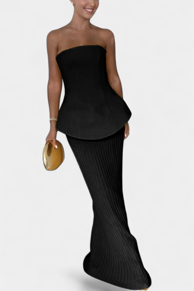 Clarita | Conjunto de Dos Piezas Plisado Sin Tirantes