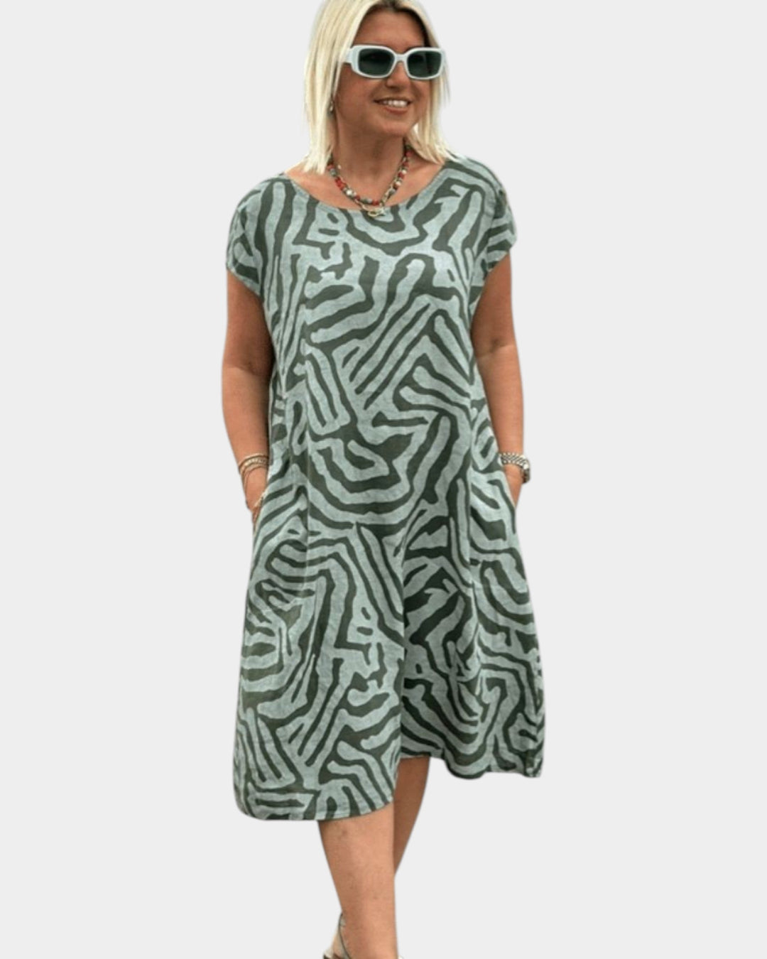 Nelia | Vestido de verano con cuello redondo y bonito estampado