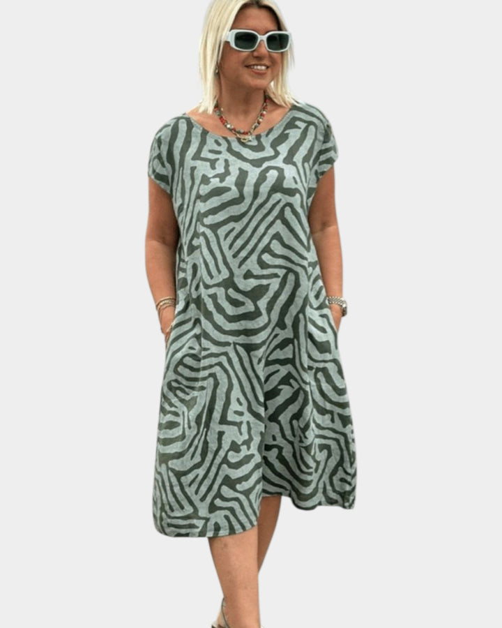 Nelia | Vestido de verano con cuello redondo y bonito estampado