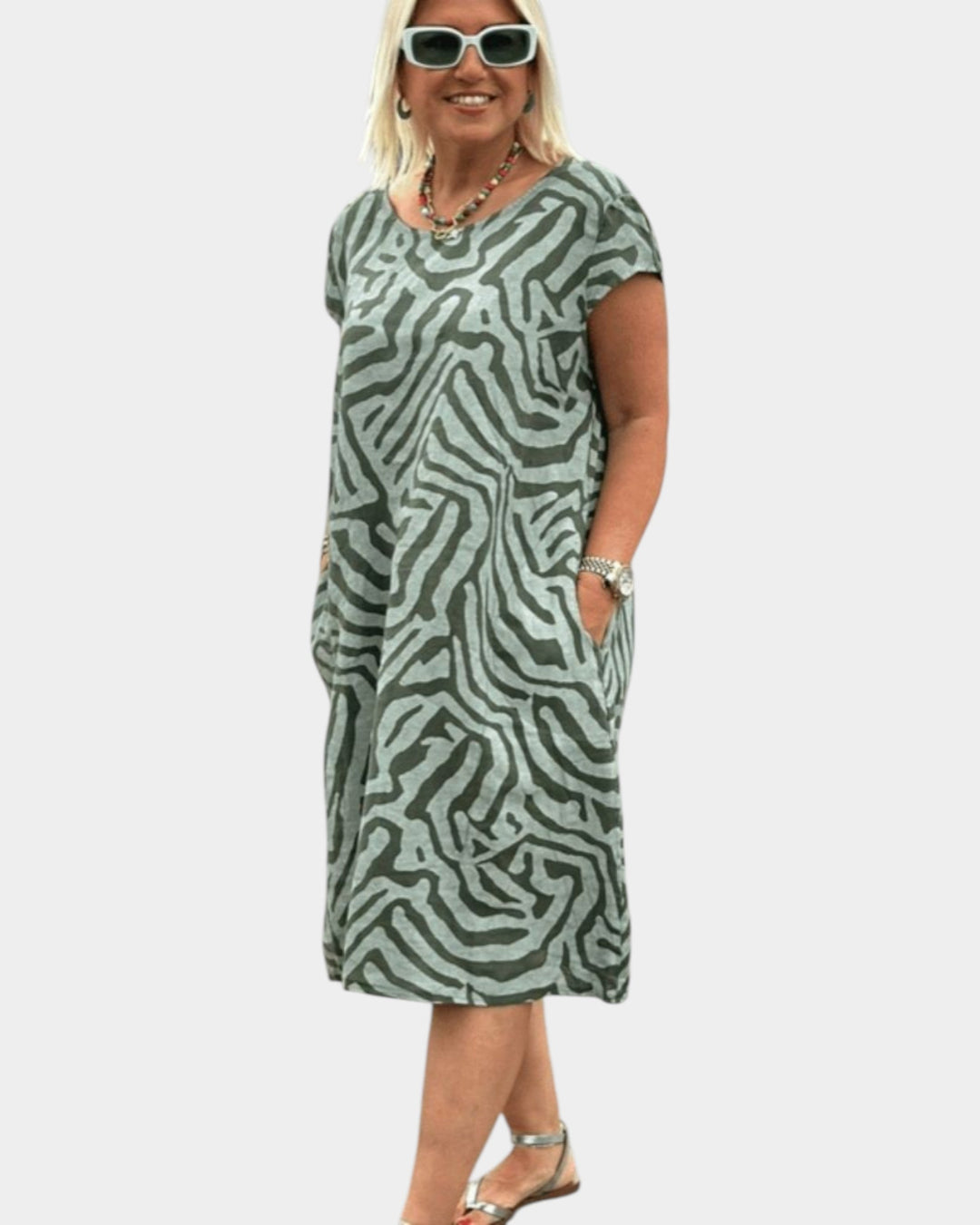 Nelia | Vestido de verano con cuello redondo y bonito estampado