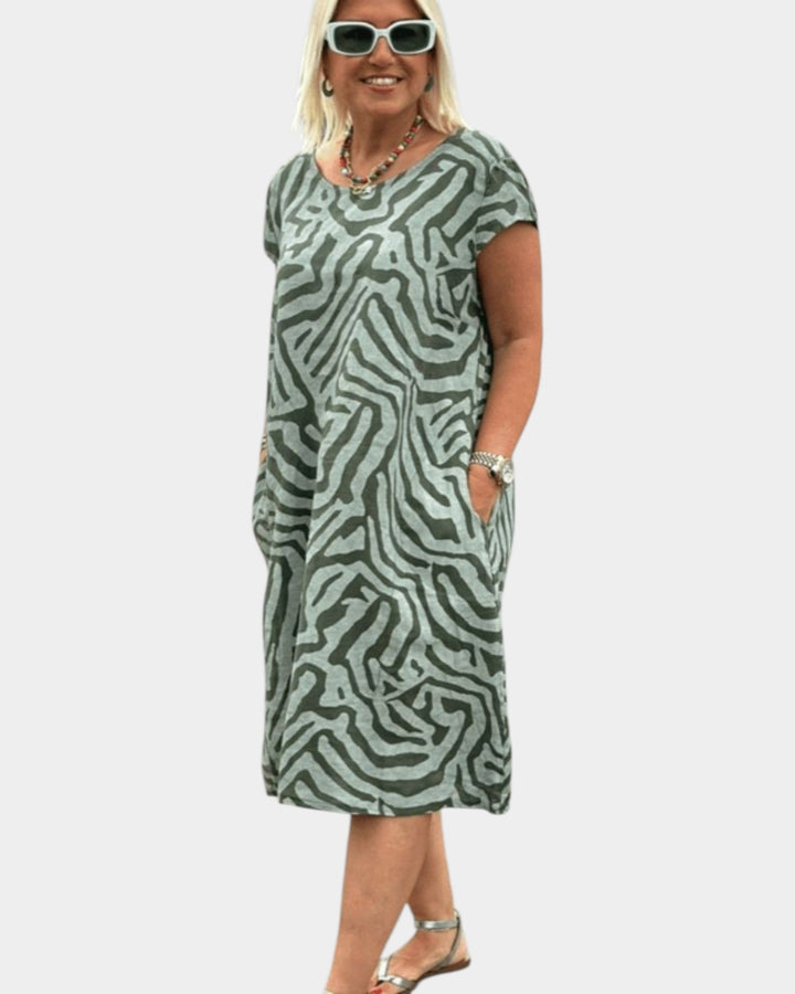 Nelia | Vestido de verano con cuello redondo y bonito estampado