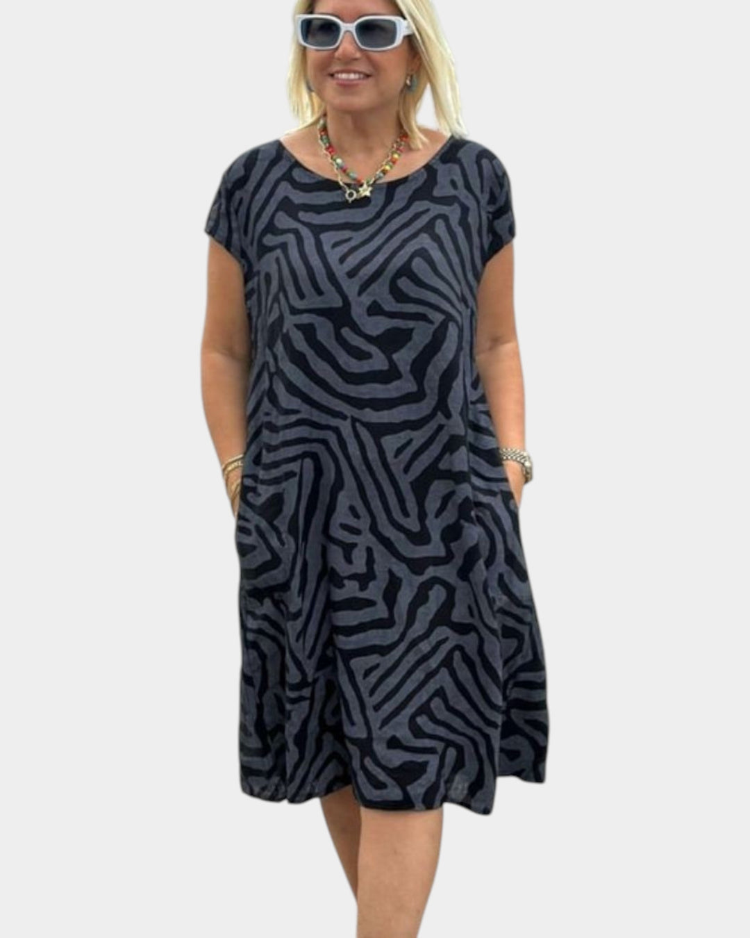 Nelia | Vestido de verano con cuello redondo y bonito estampado