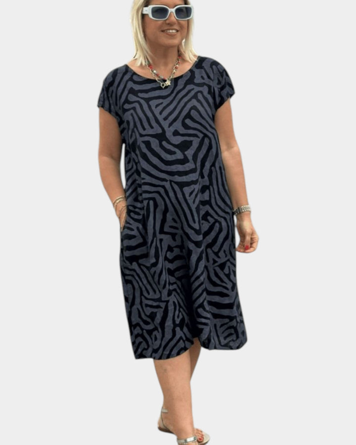 Nelia | Vestido de verano con cuello redondo y bonito estampado