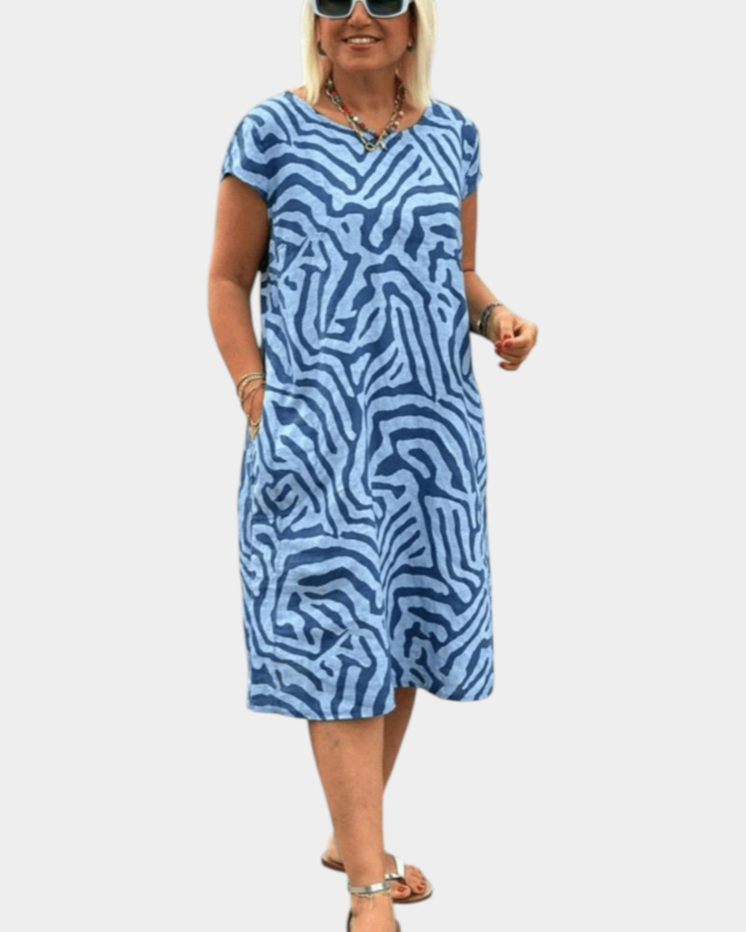 Nelia | Vestido de verano con cuello redondo y bonito estampado