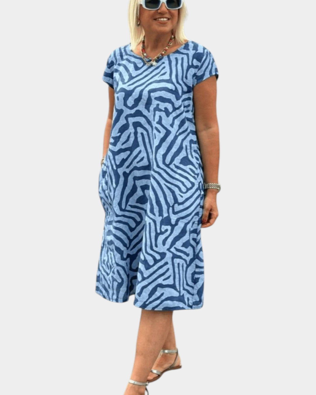 Nelia | Vestido de verano con cuello redondo y bonito estampado