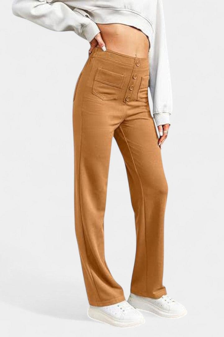 Nova | Pantalones Rectos de Cintura Alta y Elasticidad