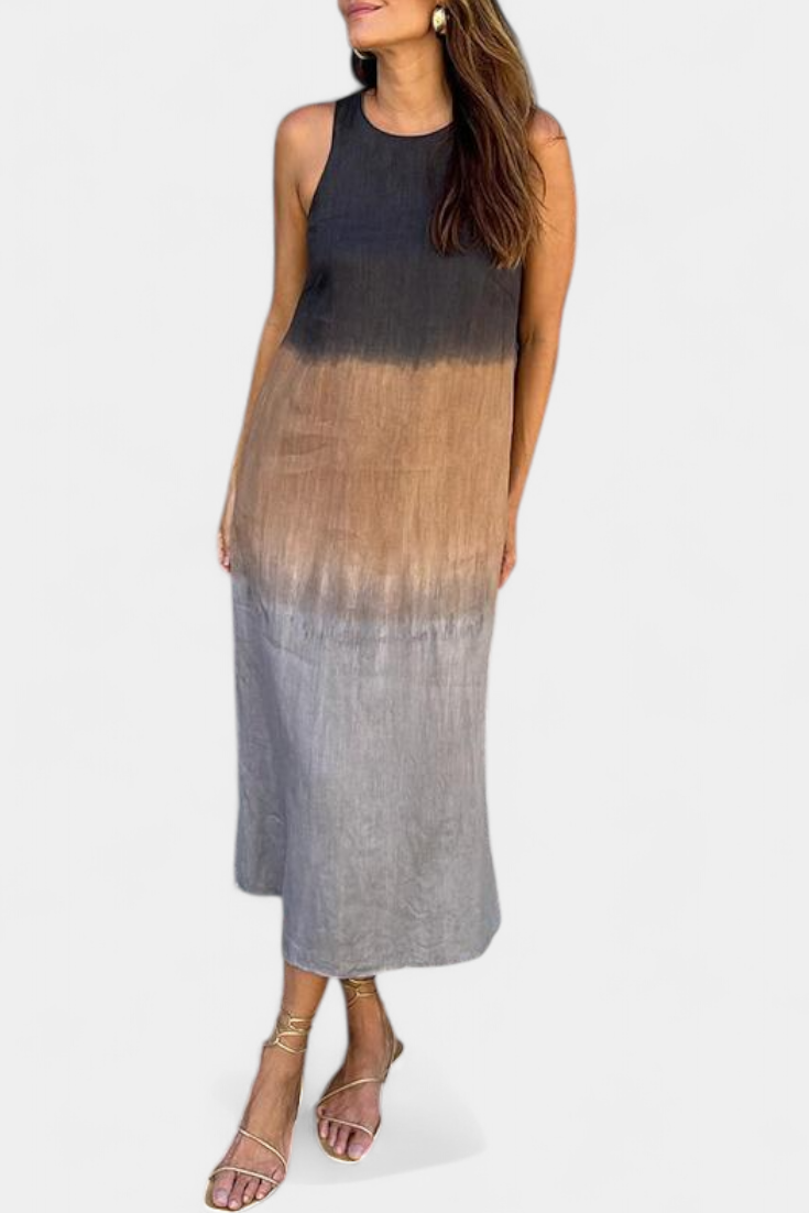 Taerra | Vestido Sin Mangas con Estilo Tie-Dye en Degradé