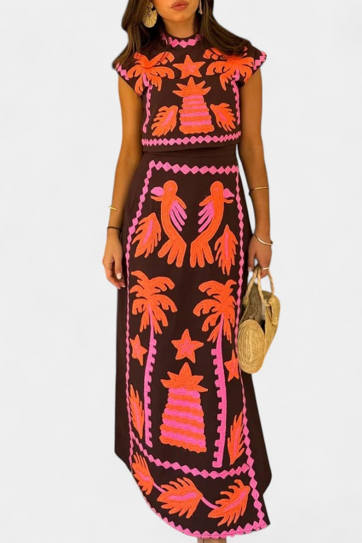 Sloan | Conjunto de Top y Falda Recortada Coconut Palm