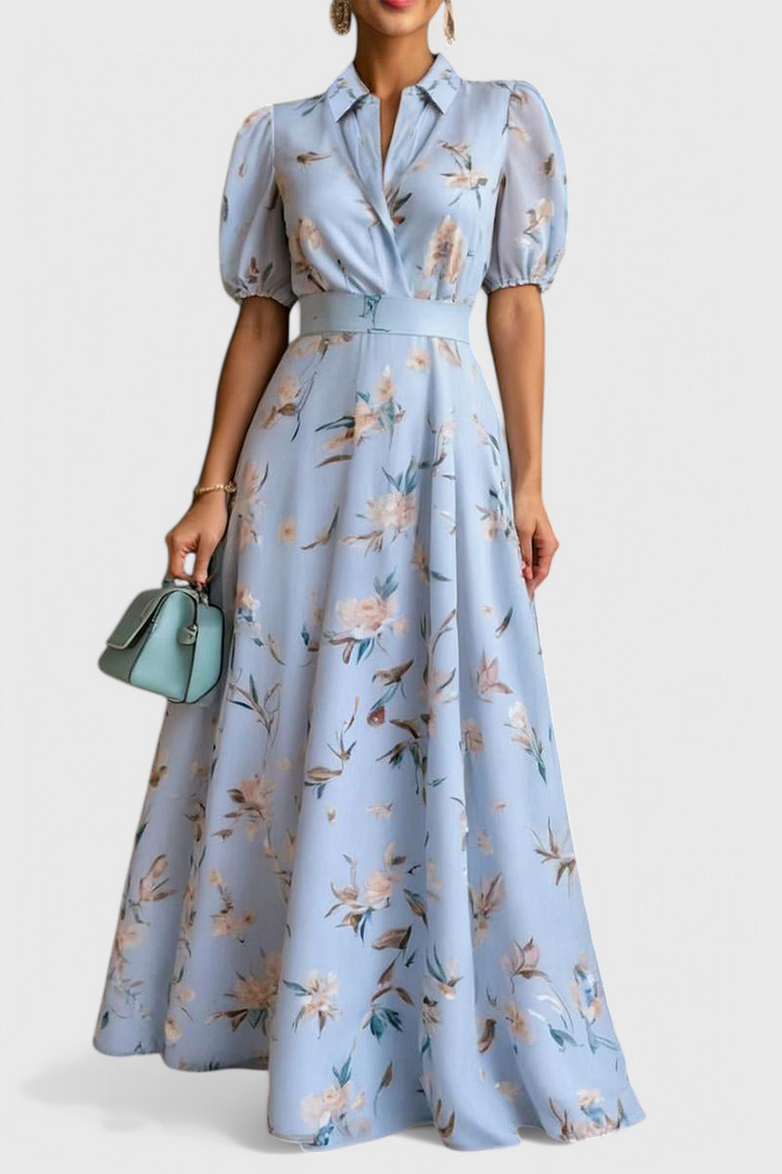 Isaline | Vestido Floral con Cuello Breezy