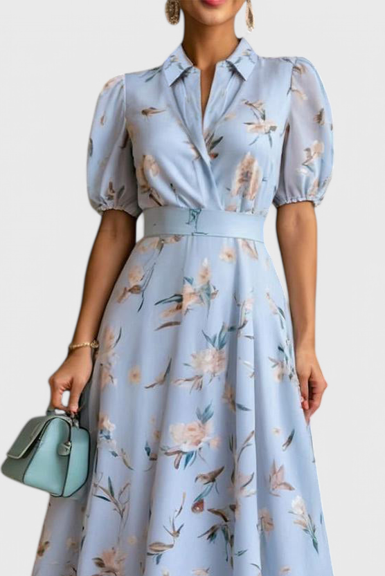 Isaline | Vestido Floral con Cuello Breezy