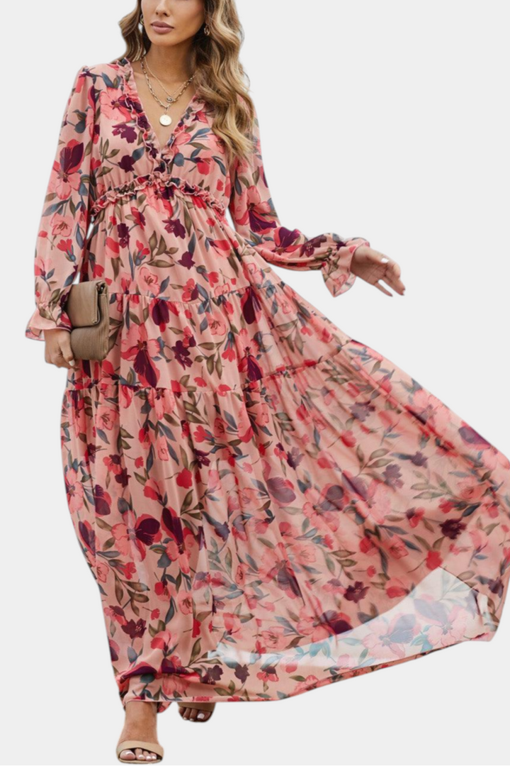 Keti | Vestido Maxi Floral de Manga Larga