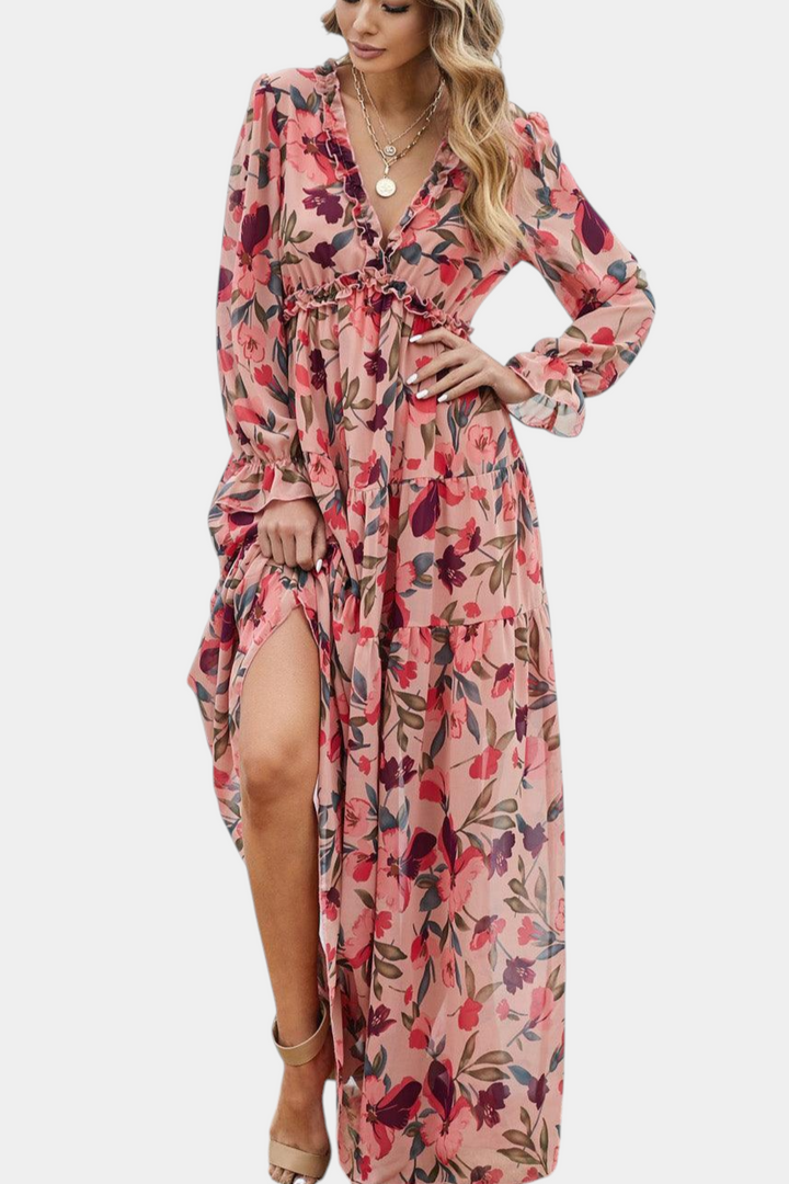 Keti | Vestido Maxi Floral de Manga Larga