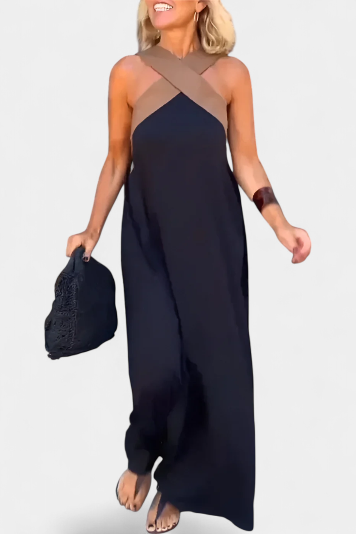 Edith | Vestido de Cuello Cruzado con Espalda Descubierta