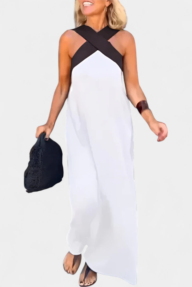 Edith | Vestido de Cuello Cruzado con Espalda Descubierta