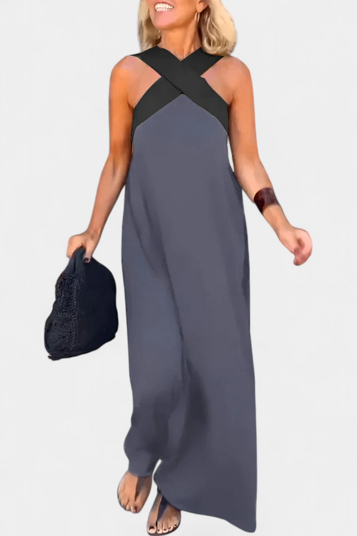 Edith | Vestido de Cuello Cruzado con Espalda Descubierta