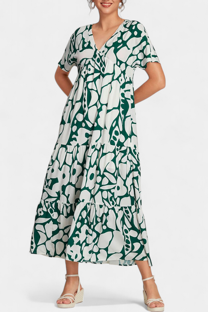 Nélida | Vestido Fluido Impreso con Escote en V