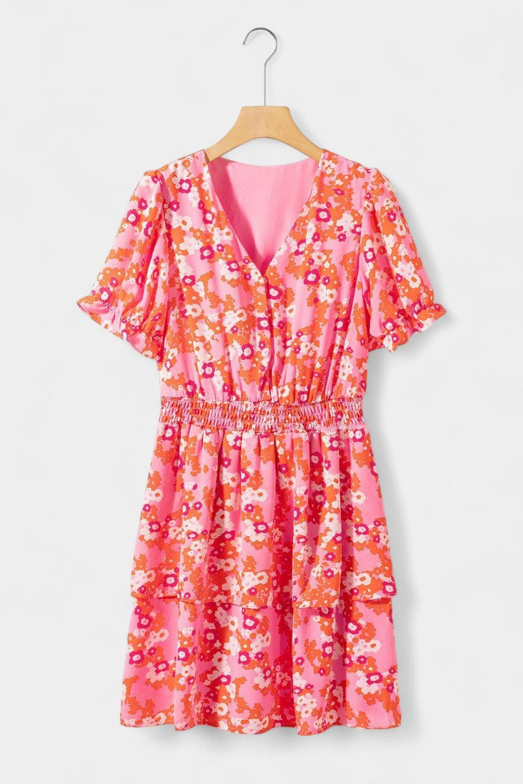 Kimberly | Vestido Floral con Volantes con Escote en V