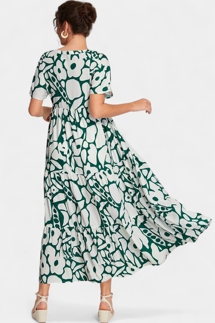 Nélida | Vestido Fluido Impreso con Escote en V