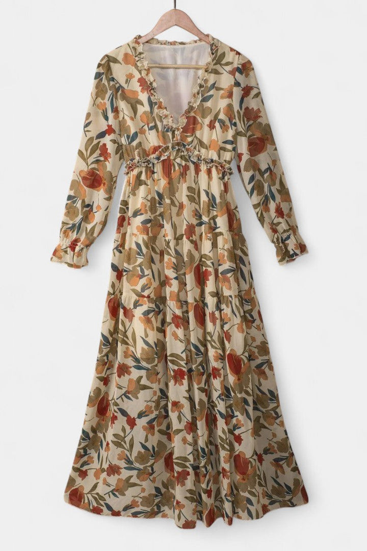 Keti | Vestido Maxi Floral de Manga Larga