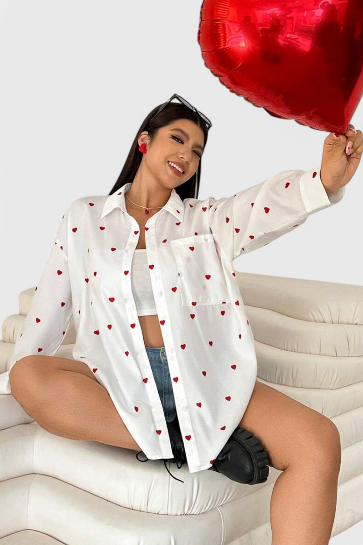 Rhiannon | Blusa de Algodón Bordada con Corazones